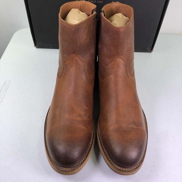 Frye Mens Bowery Inside Zip Tan Ankle Boots - Picture 5 of 9